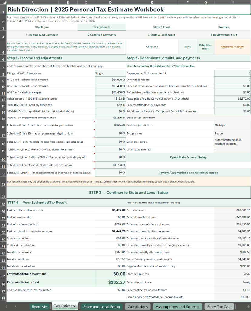 Tax Estimate Example
